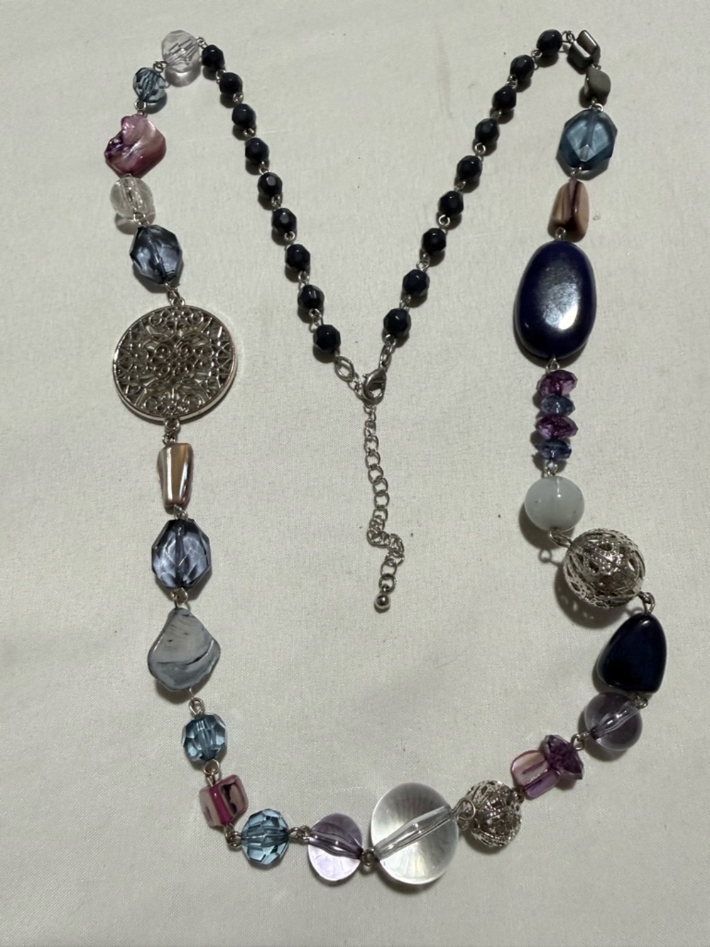 Multi-Color Glass Bead Statement Necklace - Women Jewelry - Picture 5 of 6